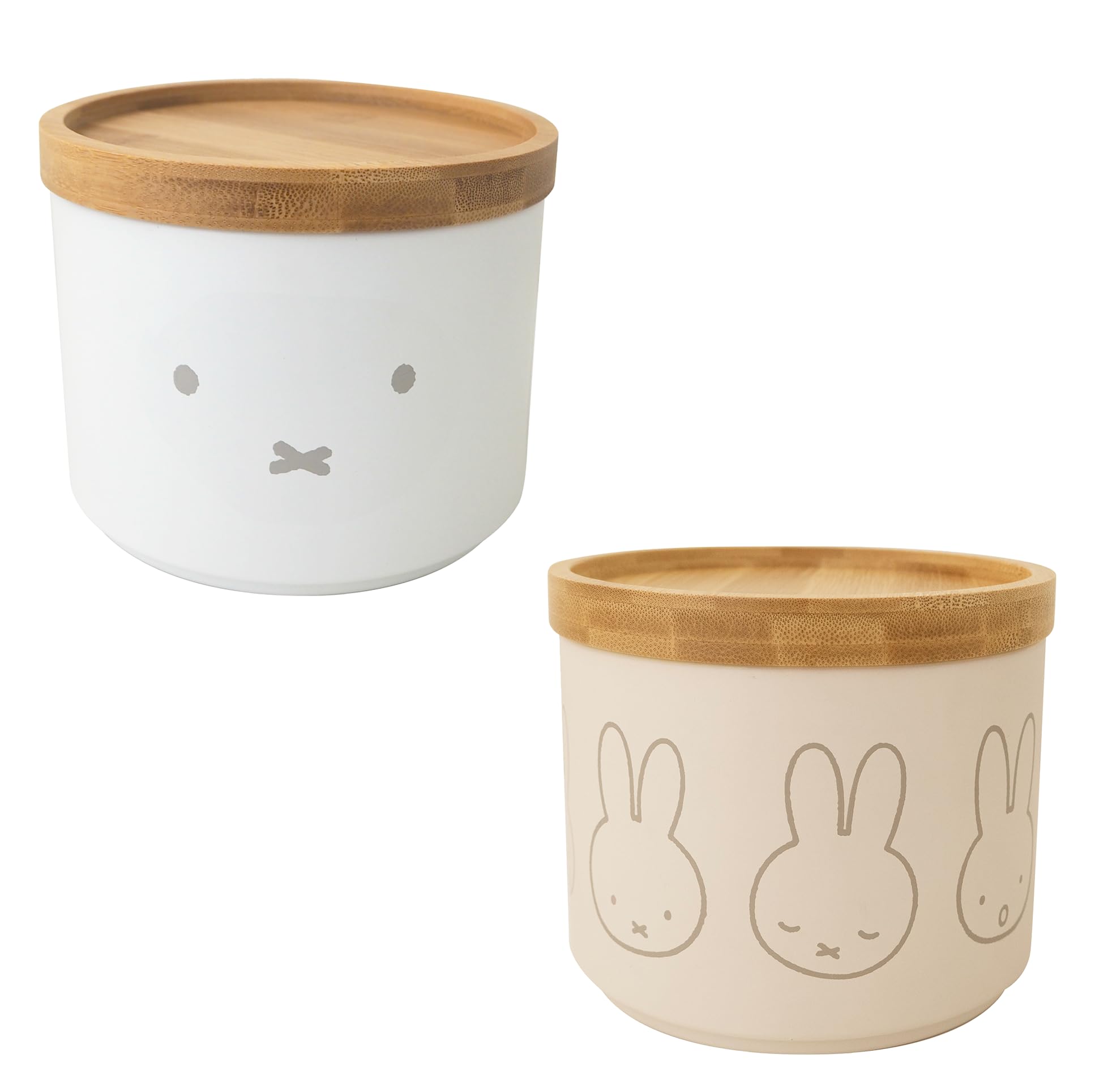 Miffy Bamboo Canister Set with Miffy Face and Miffy Lineup Lid,